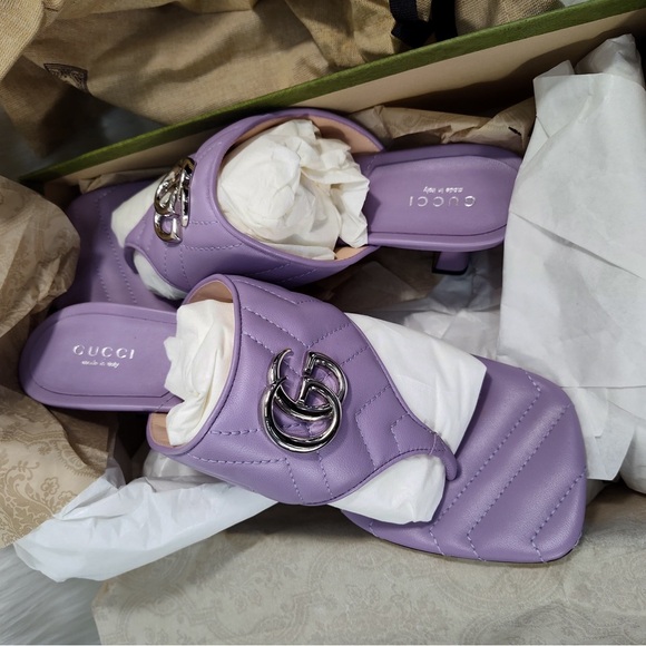 Gucci Purple Quilted Sandals - Picture 3 of 16